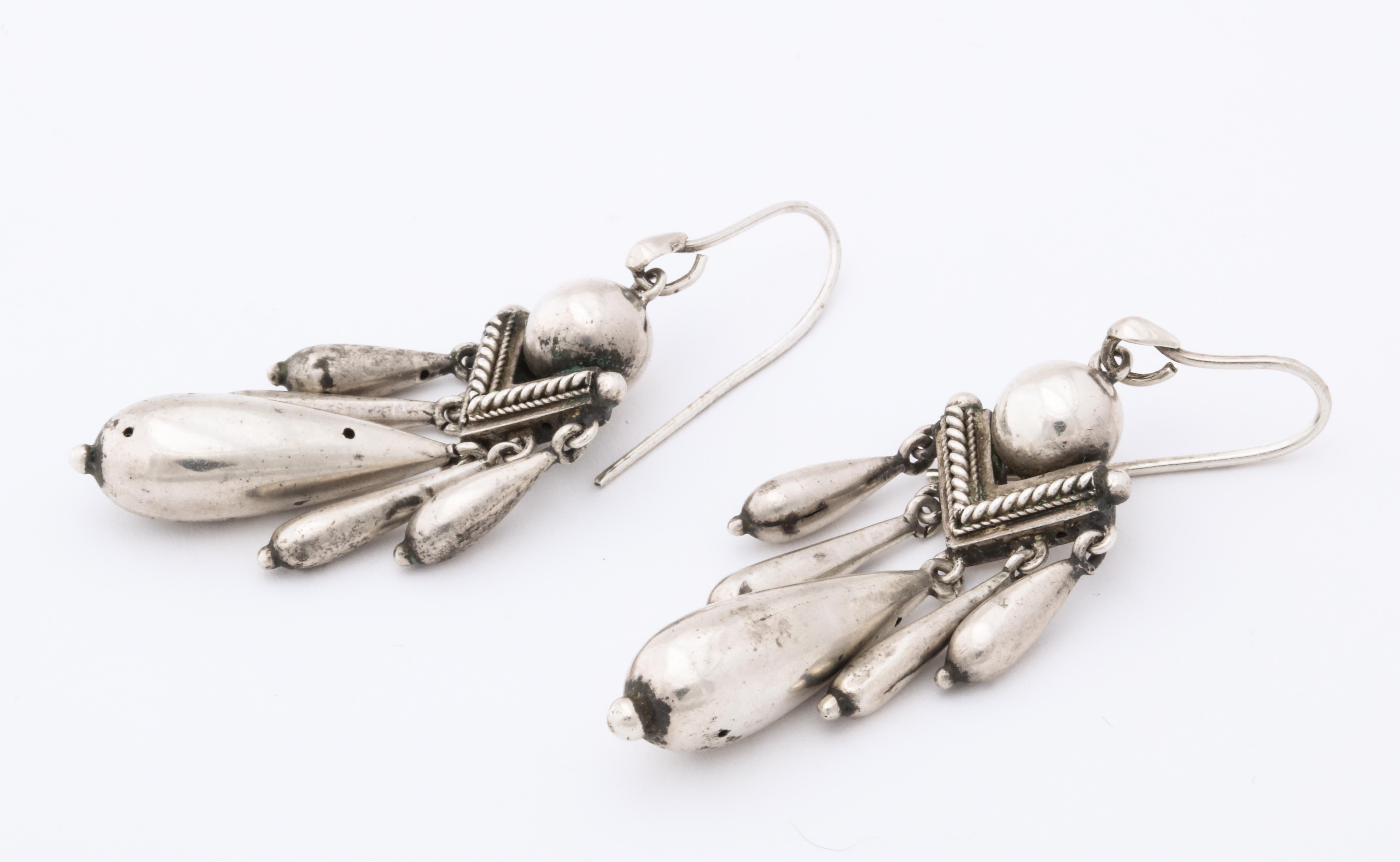 Women's Antique Victorian Silver Chandelier Earrings