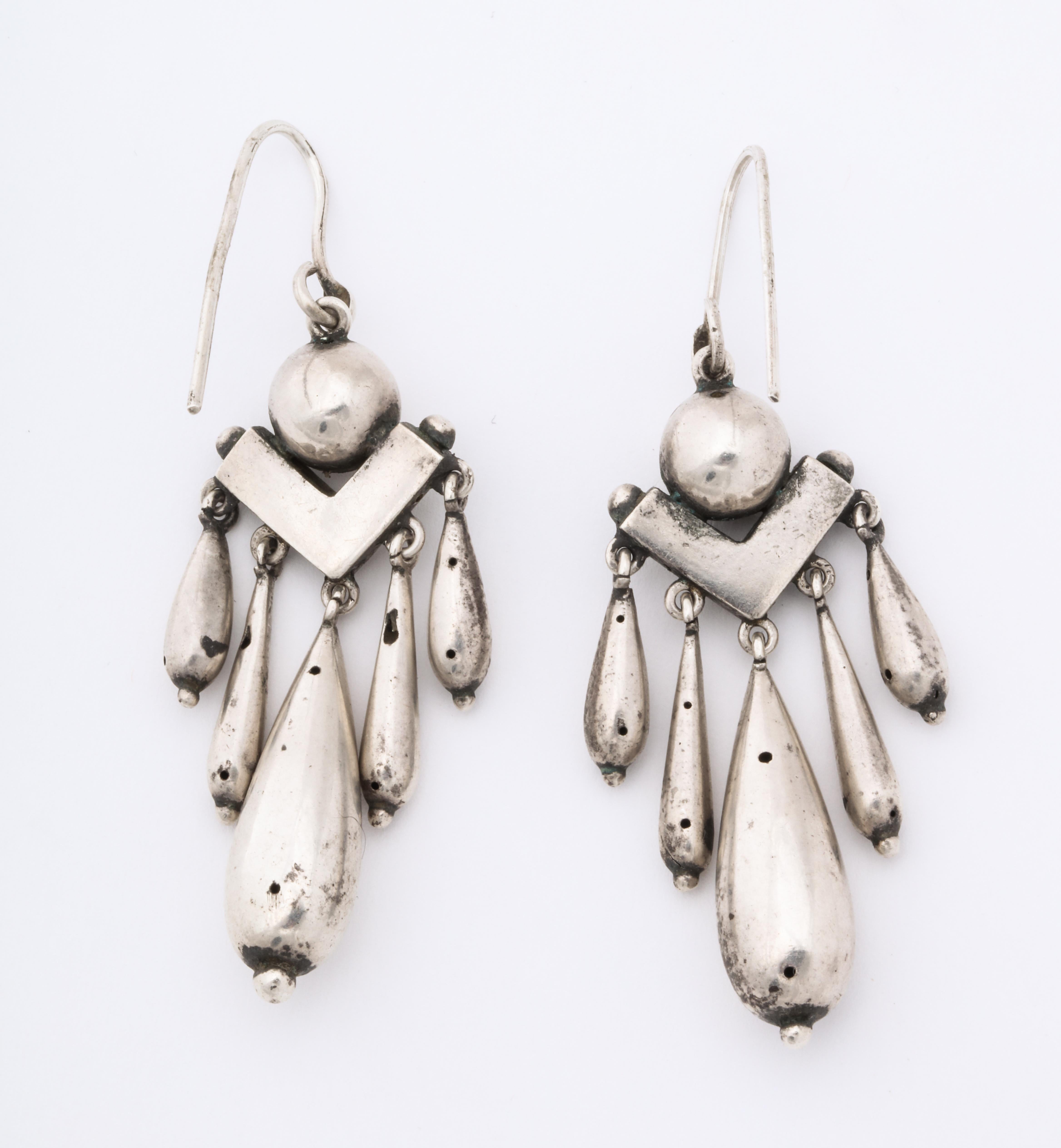 Antique Victorian Silver Chandelier Earrings 1
