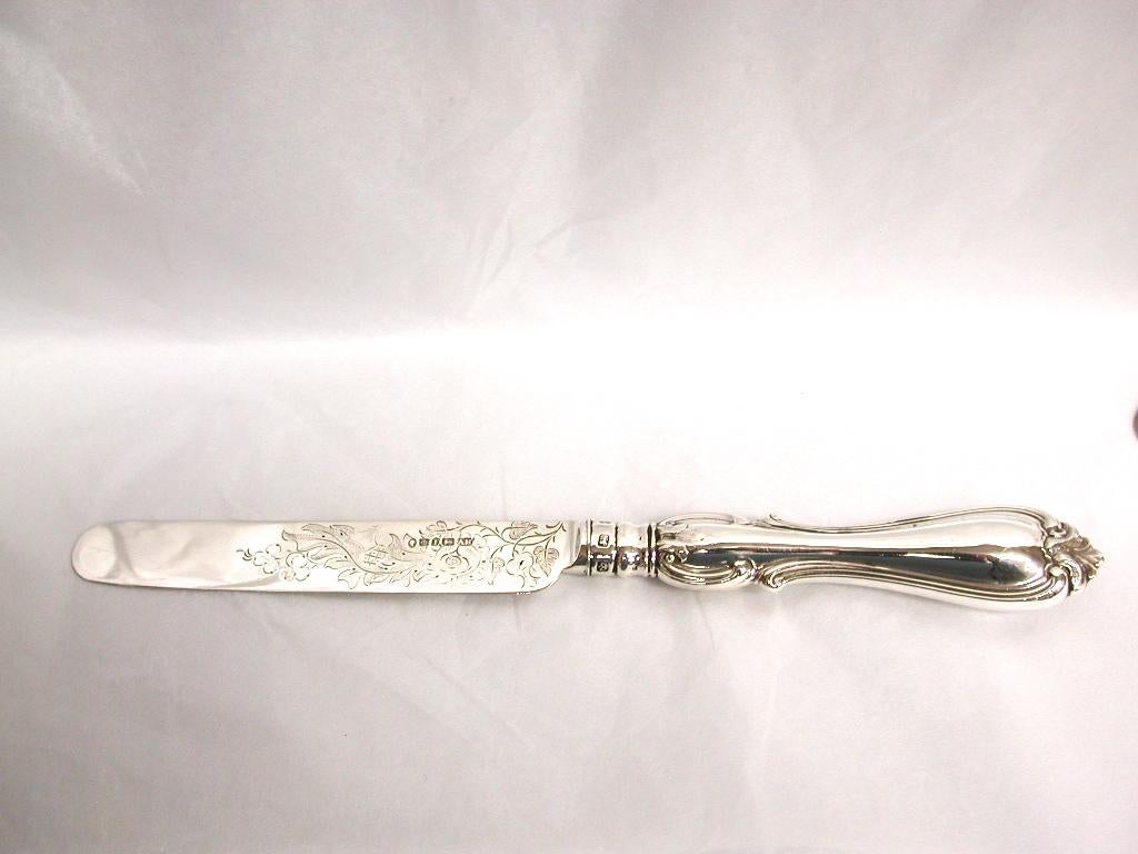 English Antique Victorian Silver Child's Knife, Fork and Spoon Set in Leather Case, 1852