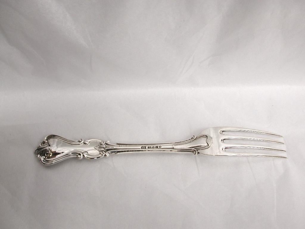 Mid-19th Century Antique Victorian Silver Child's Knife, Fork and Spoon Set in Leather Case, 1852