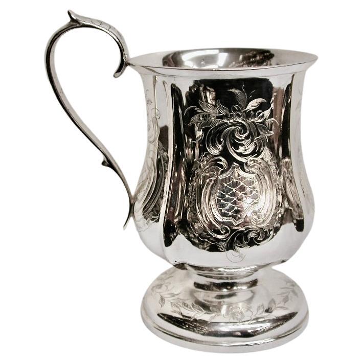 Taza de bautizo antigua victoriana de plata fechada en 1854 John Wright Londres