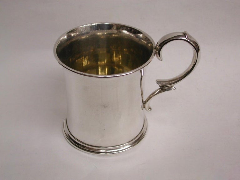 Sterling Silver Antique Victorian Silver Christening Mug, Dated 1855, London, E.K Reid For Sale