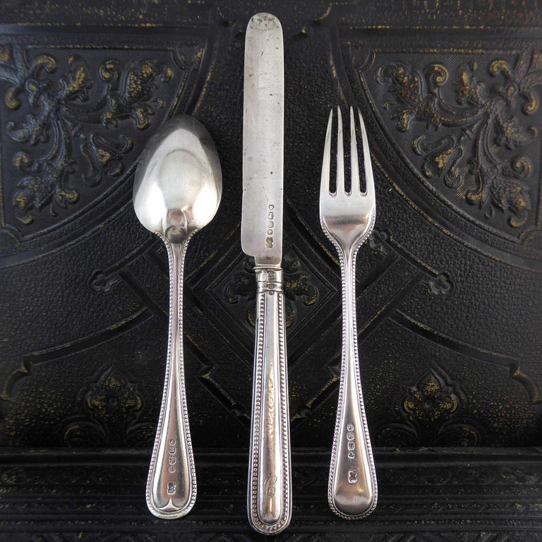 Antique Victorian Silver Christening Set, Knife, Fork and Spoon, London