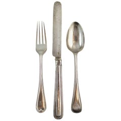 Antique Victorian Silver Christening Set, Knife, Fork and Spoon, London 1867