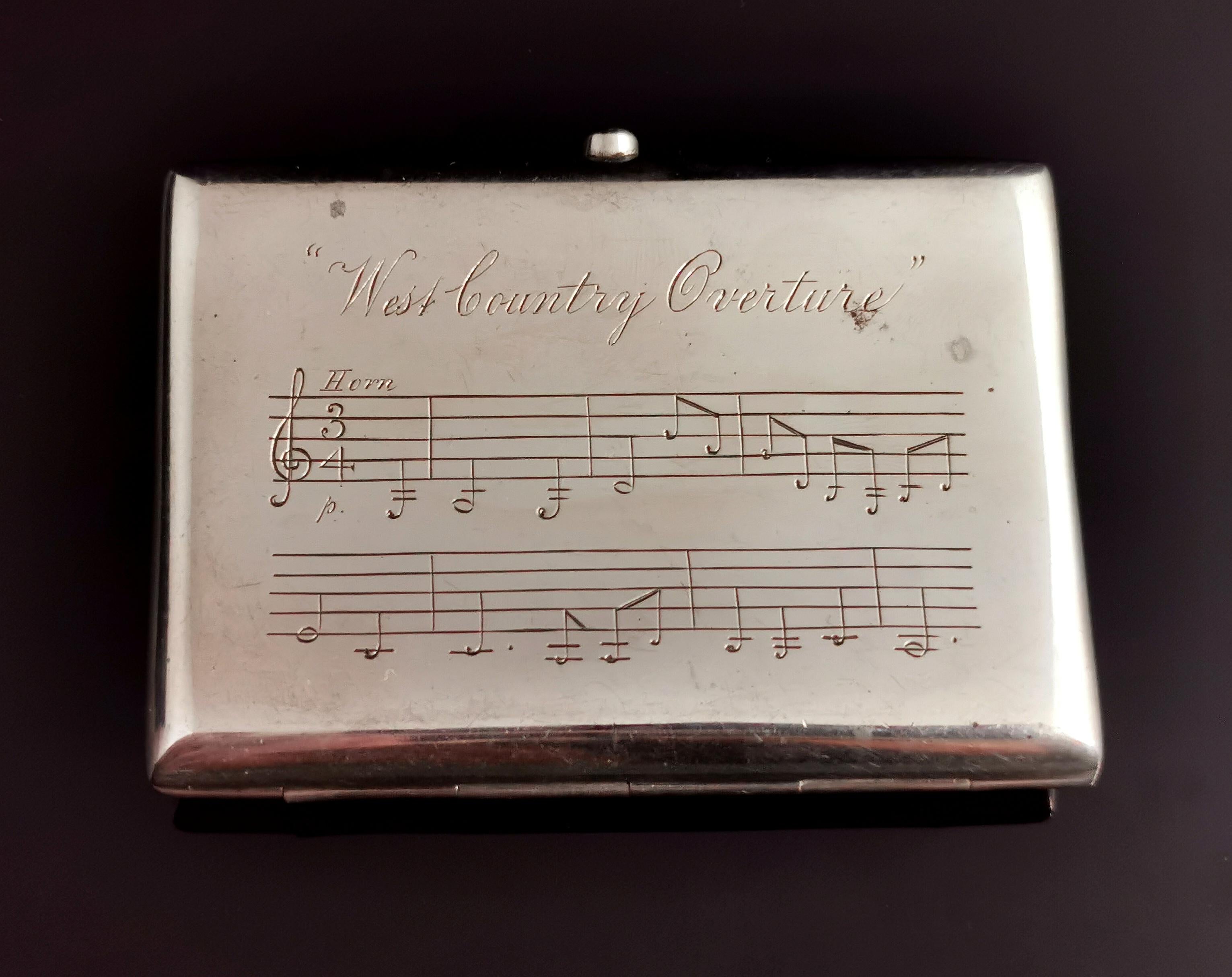 Antique Victorian Silver Cigarette Case, Musical Staves, Deakin and Francis 6