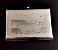 Antique Victorian Silver Cigarette Case, Musical Staves, Deakin and Francis