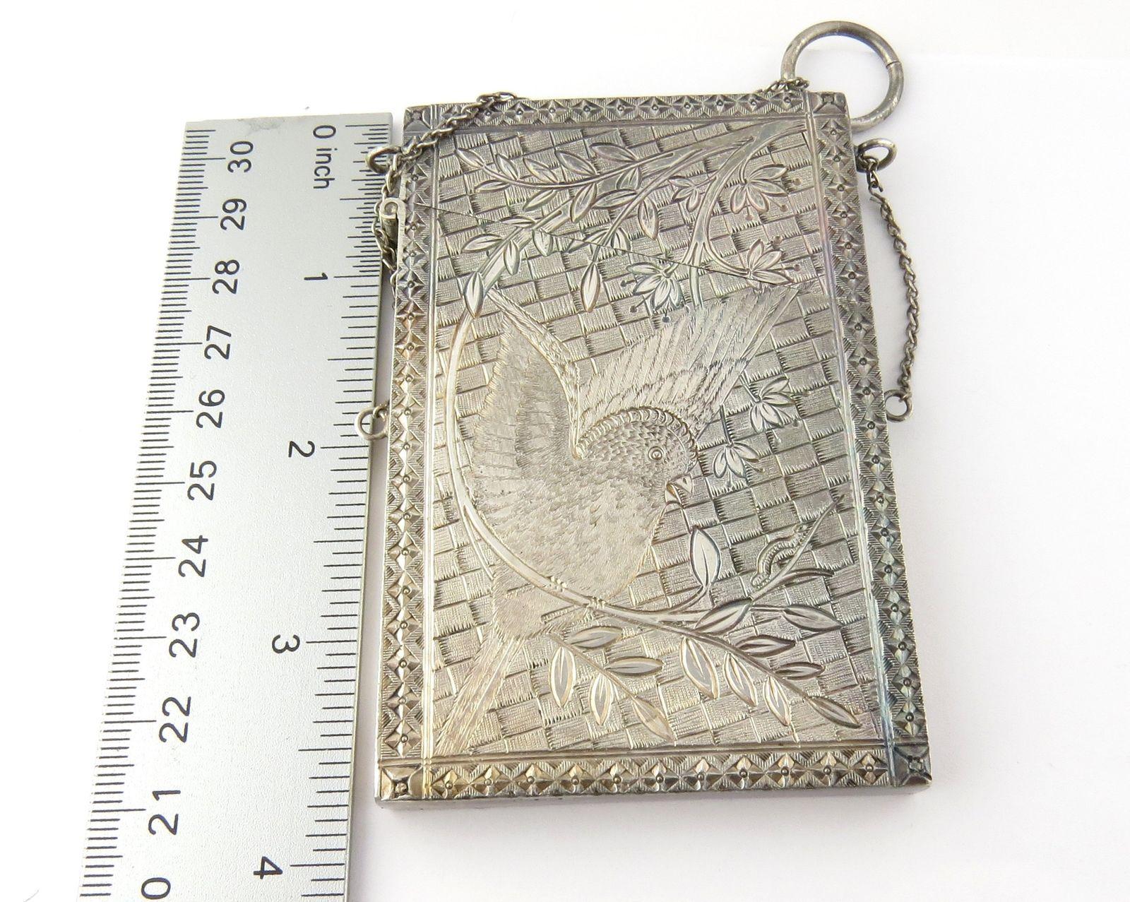 Sterling Silver Antique Victorian Silver Coin Metal Calling Card Case #3786