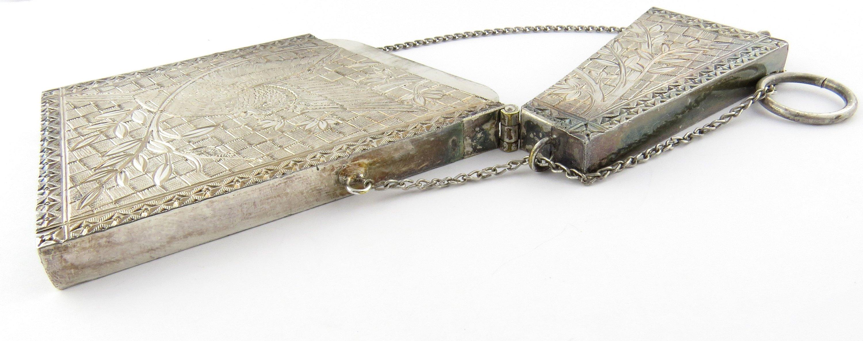 Antique Victorian Silver Coin Metal Calling Card Case In Good Condition In Washington Depot, CT