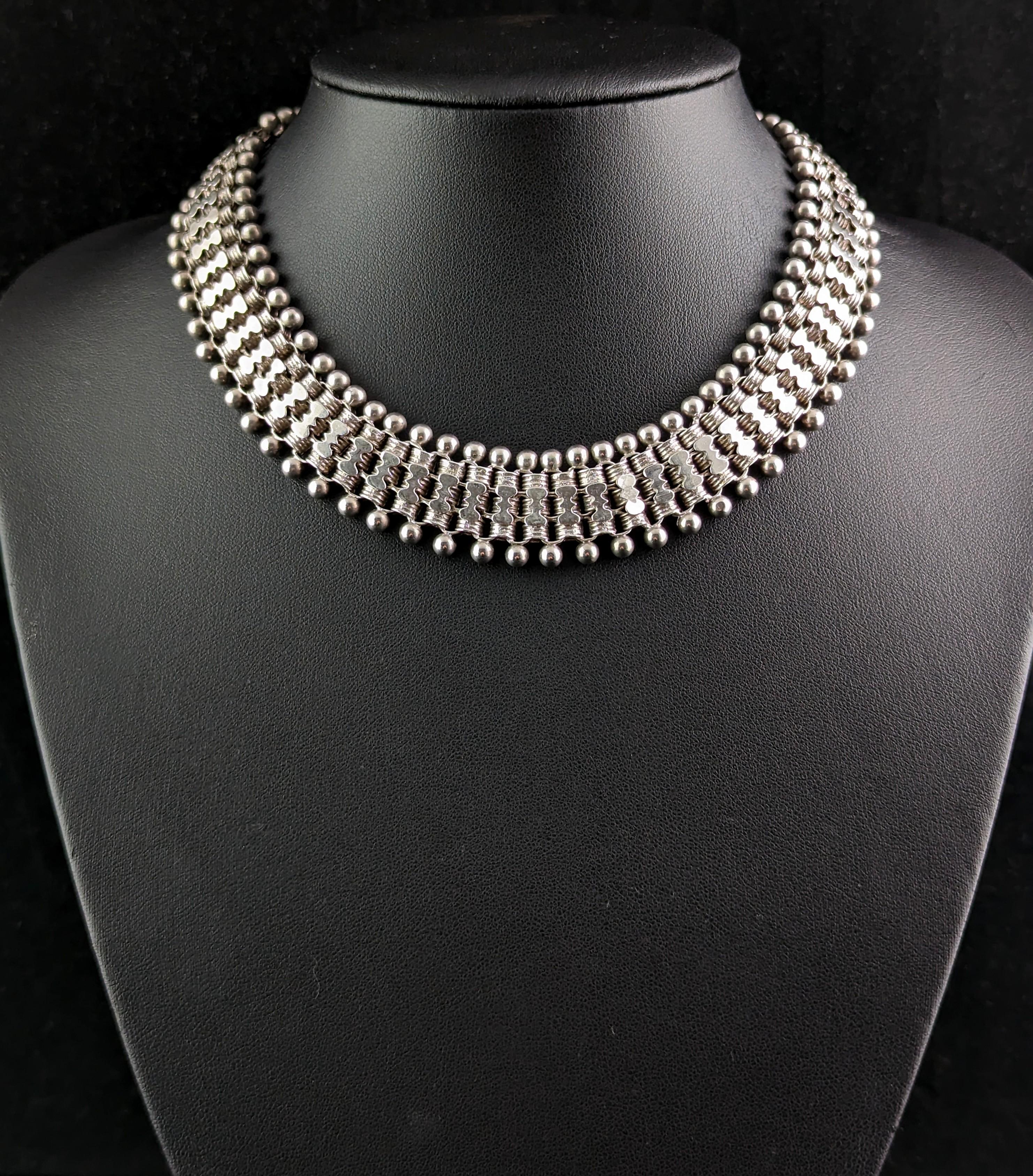 collar silver necklace