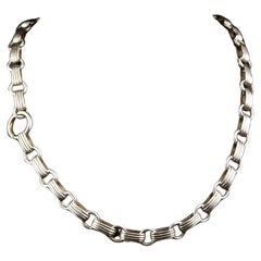 Antique Victorian silver collar necklace, Book chain 
