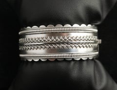 Antique Victorian Silver Cuff Bangle, Aesthetic Era, Boxed