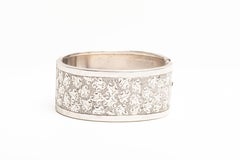 Antique Victorian Silver Cuff Floral Bangle