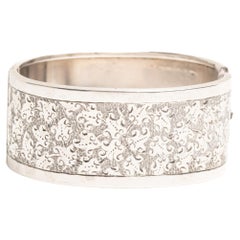 Antique Manchette en argent victorienne Bangle floral