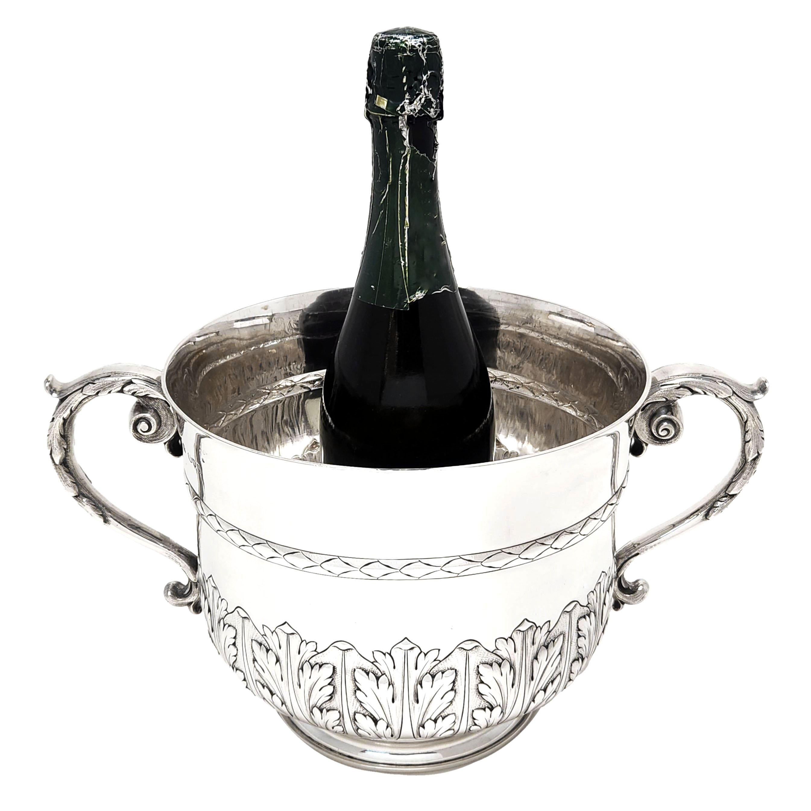 English Antique Victorian Silver Cup & Cover Lidded Porringer 1893 Wine Cooler  For Sale