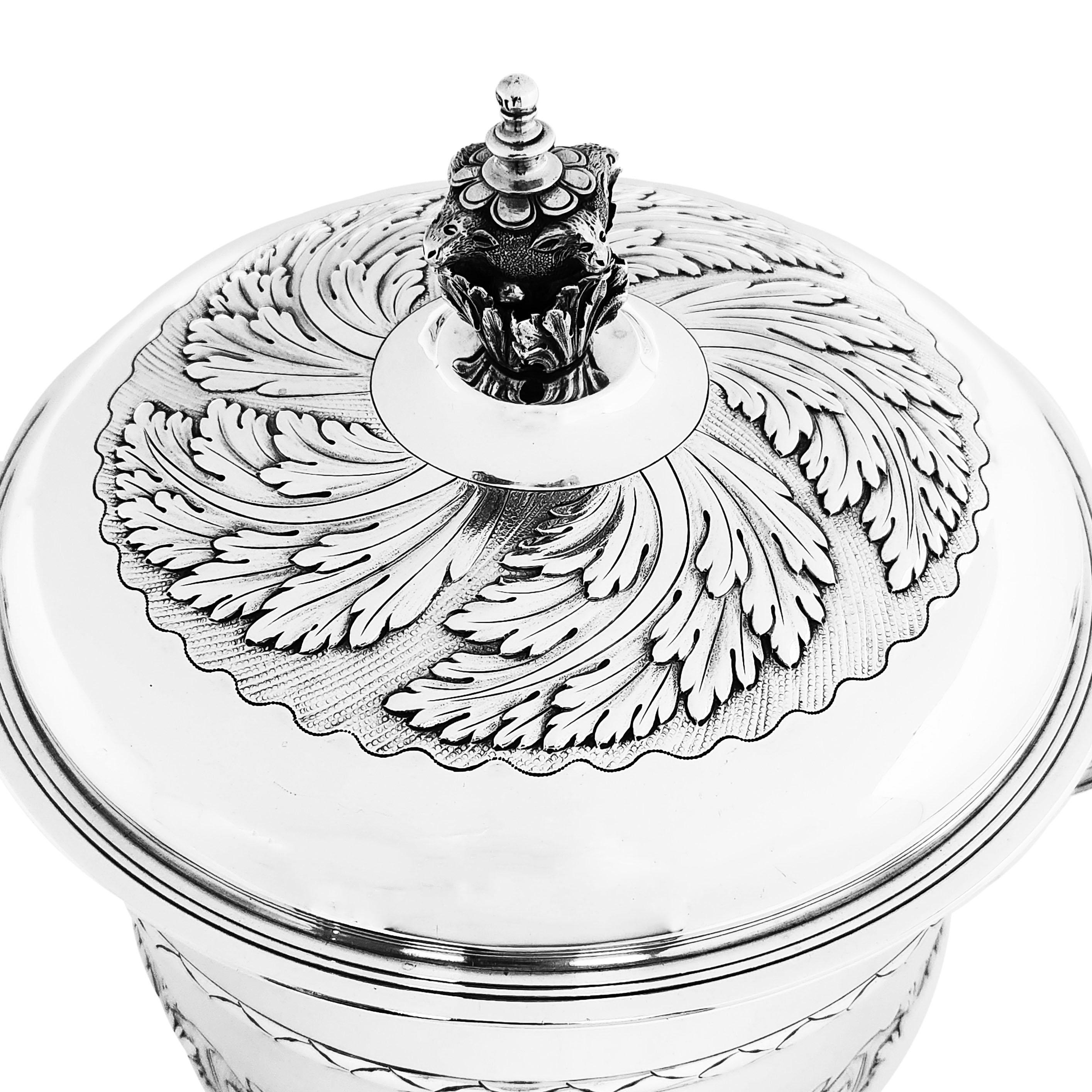 Antique Victorian Silver Cup & Cover Lidded Porringer 1893 Wine Cooler  In Good Condition For Sale In London, GB
