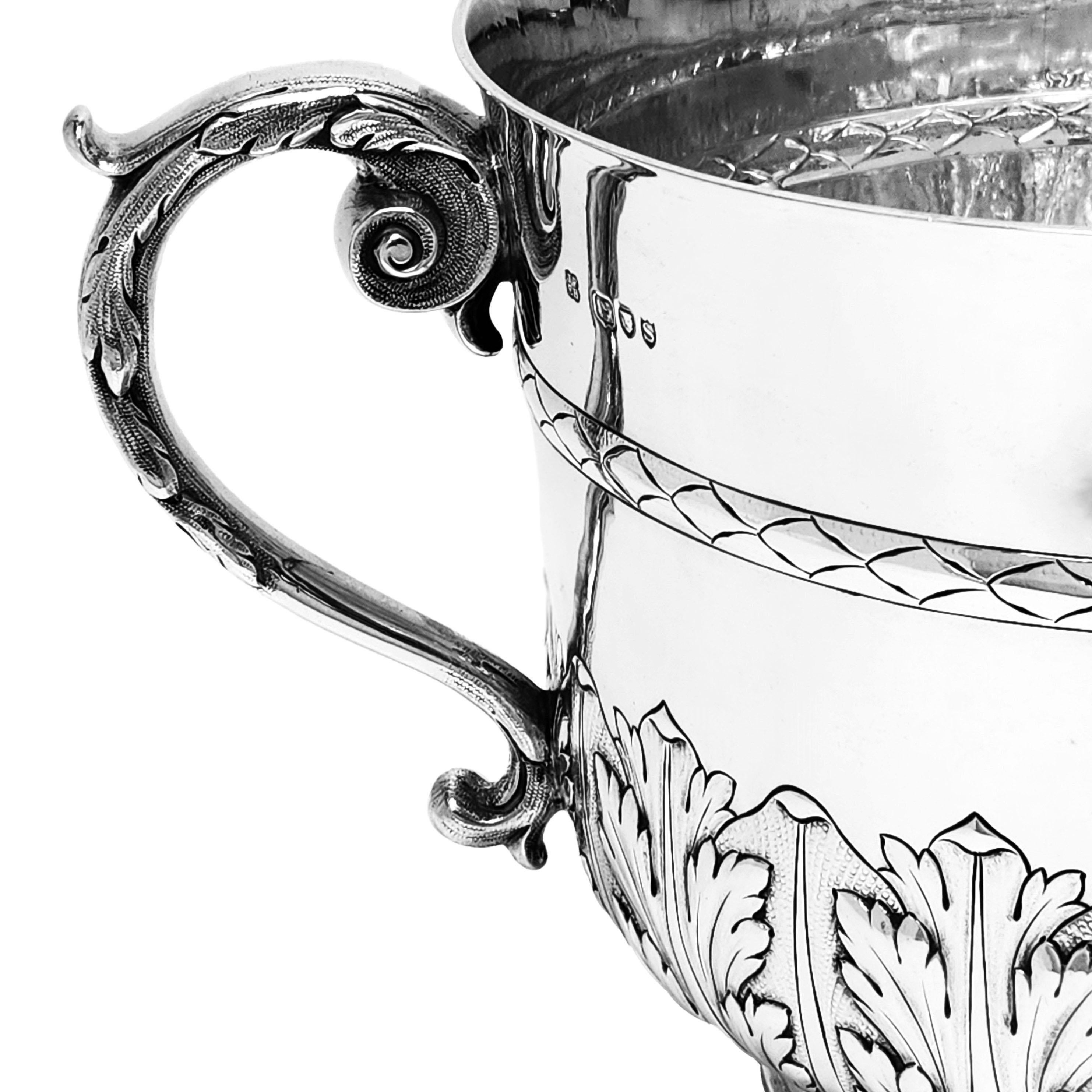 Sterling Silver Antique Victorian Silver Cup & Cover Lidded Porringer 1893 Wine Cooler  For Sale