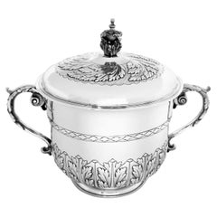 Used Victorian Silver Cup & Cover Lidded Porringer 1893 Wine Cooler 