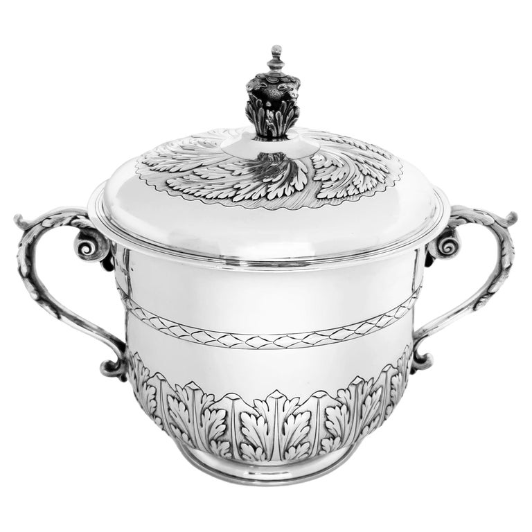 Antique Victorian Silver Cup & Cover Lidded Porringer 1893 Wine Cooler