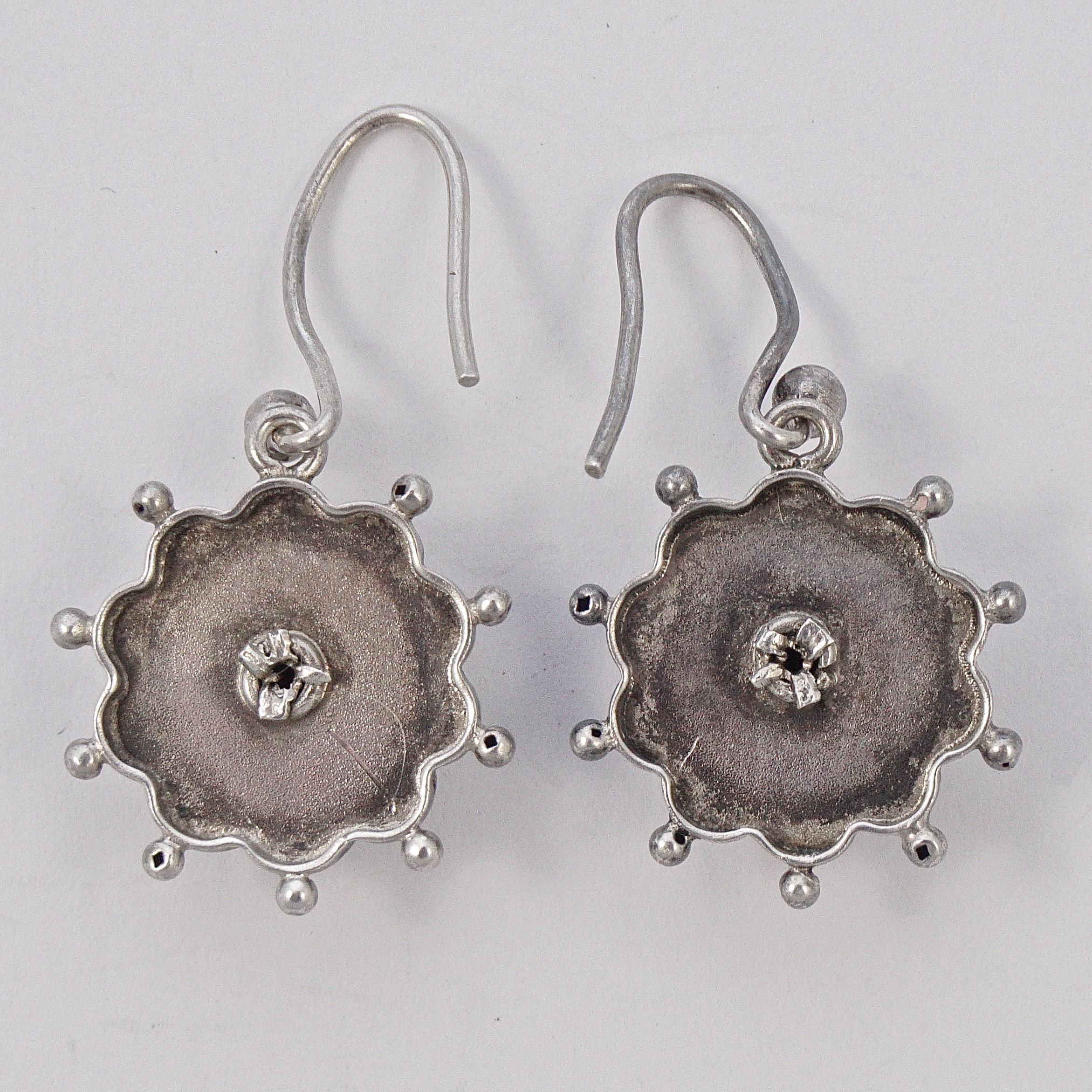 Antique Victorian Silver Dome Drop Earrings For Sale 4