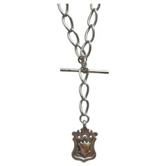 Antique Victorian Silver Double Albert Chain with Medal