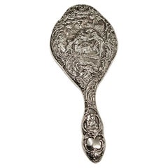 Antique Victorian Silver Embossed Hand Mirror Dated 1898 London William Comyns