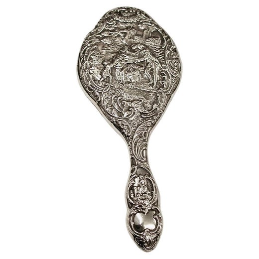 Antique Victorian Silver Embossed Hand Mirror Dated 1898 London William Comyns