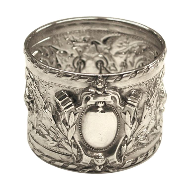 Antique Victorian Silver Embossed Napkin Ring, 1899, by Henry Atkins
