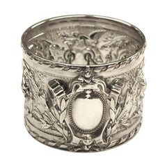 Antique Victorian Silver Embossed Napkin Ring, 1899, by Henry Atkins