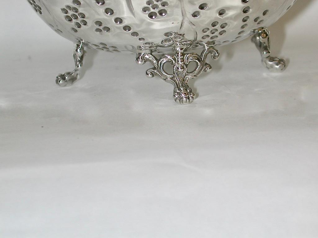 Late 19th Century Antique Victorian Silver Embossed & Pierced Sweet Dish, Dated 1891, London