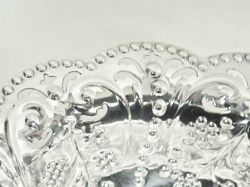 Sterling Silver Antique Victorian Silver Embossed & Pierced Sweet Dish, Dated 1891, London