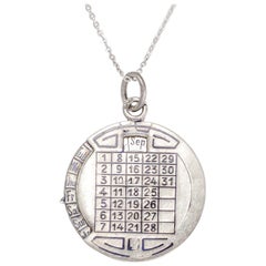 Antique Victorian Silver Enamel Perpetual Calendar Pendant