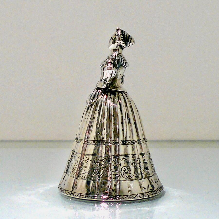 Antique Victorian Silver Figural Bell Import Marked Chester 1900 Berthold  1