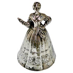 Antique Victorian Silver Figural Bell Import Marked Chester 1900 Berthold 