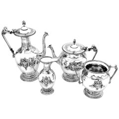 Antique Victorian Silver Four Piece Tea and Coffee Set 1865 Coffee Pot Teapot