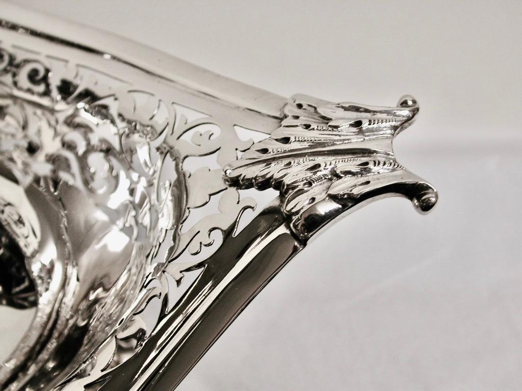 Late 19th Century Antique Victorian Silver Fruit Basket Dated 1898 London William Hutton & Sons For Sale