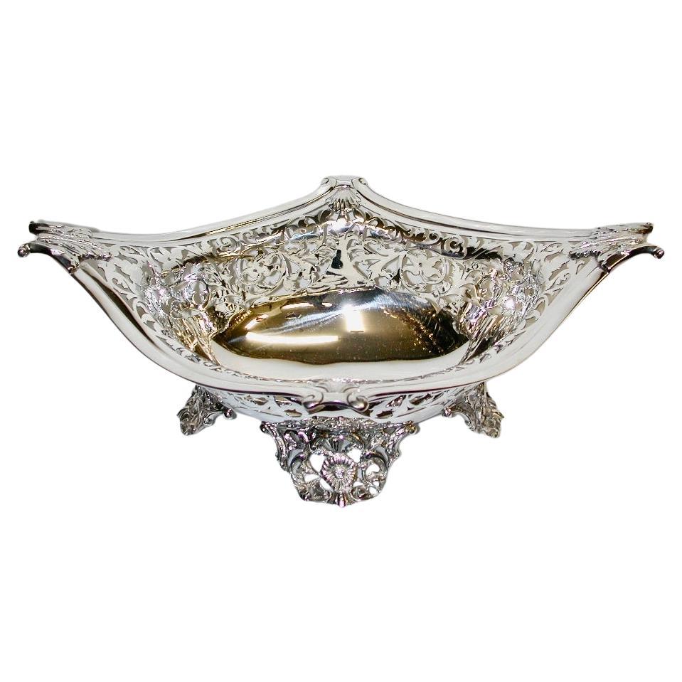 Antique Victorian Silver Fruit Basket Dated 1898 London William Hutton & Sons For Sale