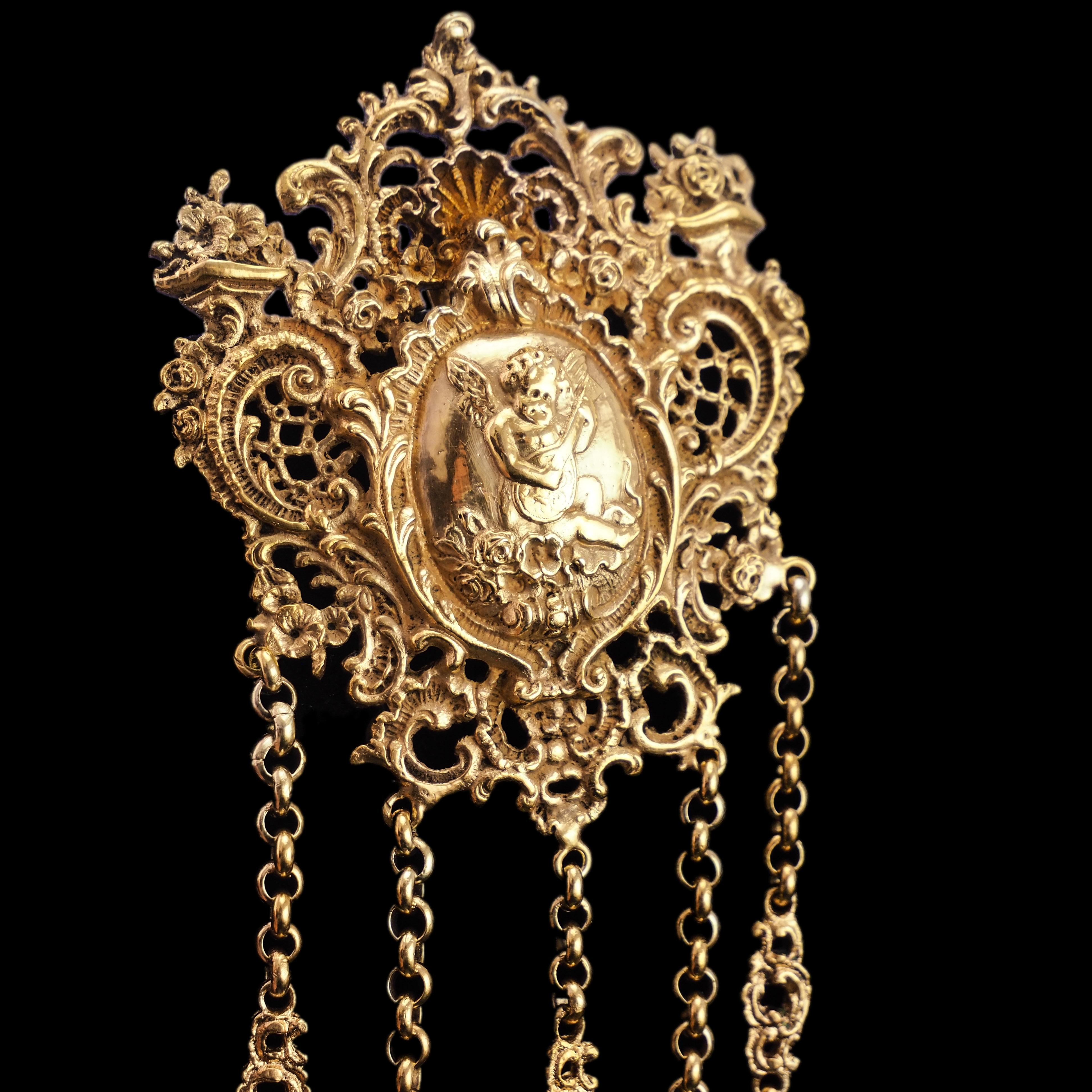 Antique Victorian Silver Gilt Chatelaine Rococo Decorations - c.1860 For Sale 7