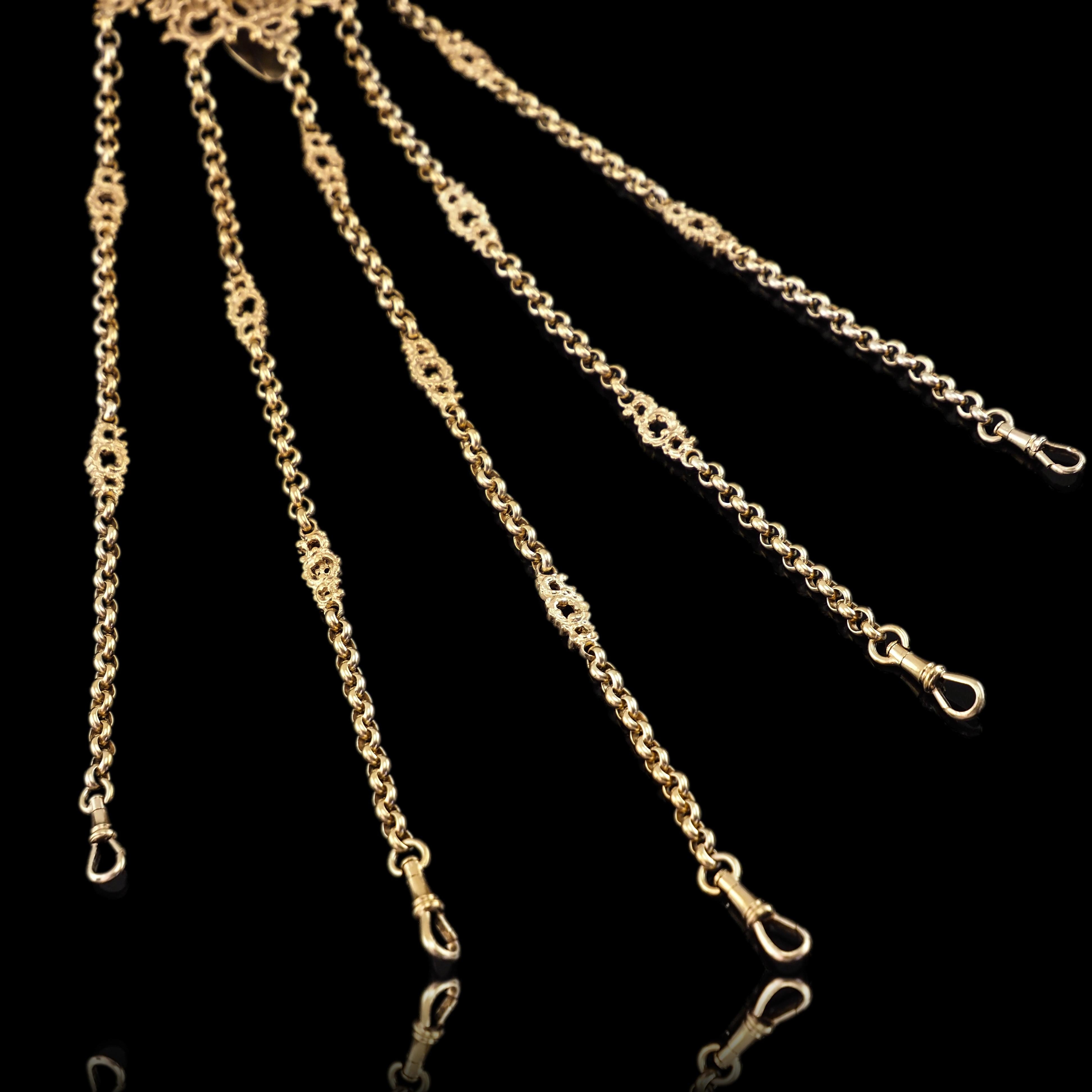 Antique Victorian Silver Gilt Chatelaine Rococo Decorations - c.1860 For Sale 12