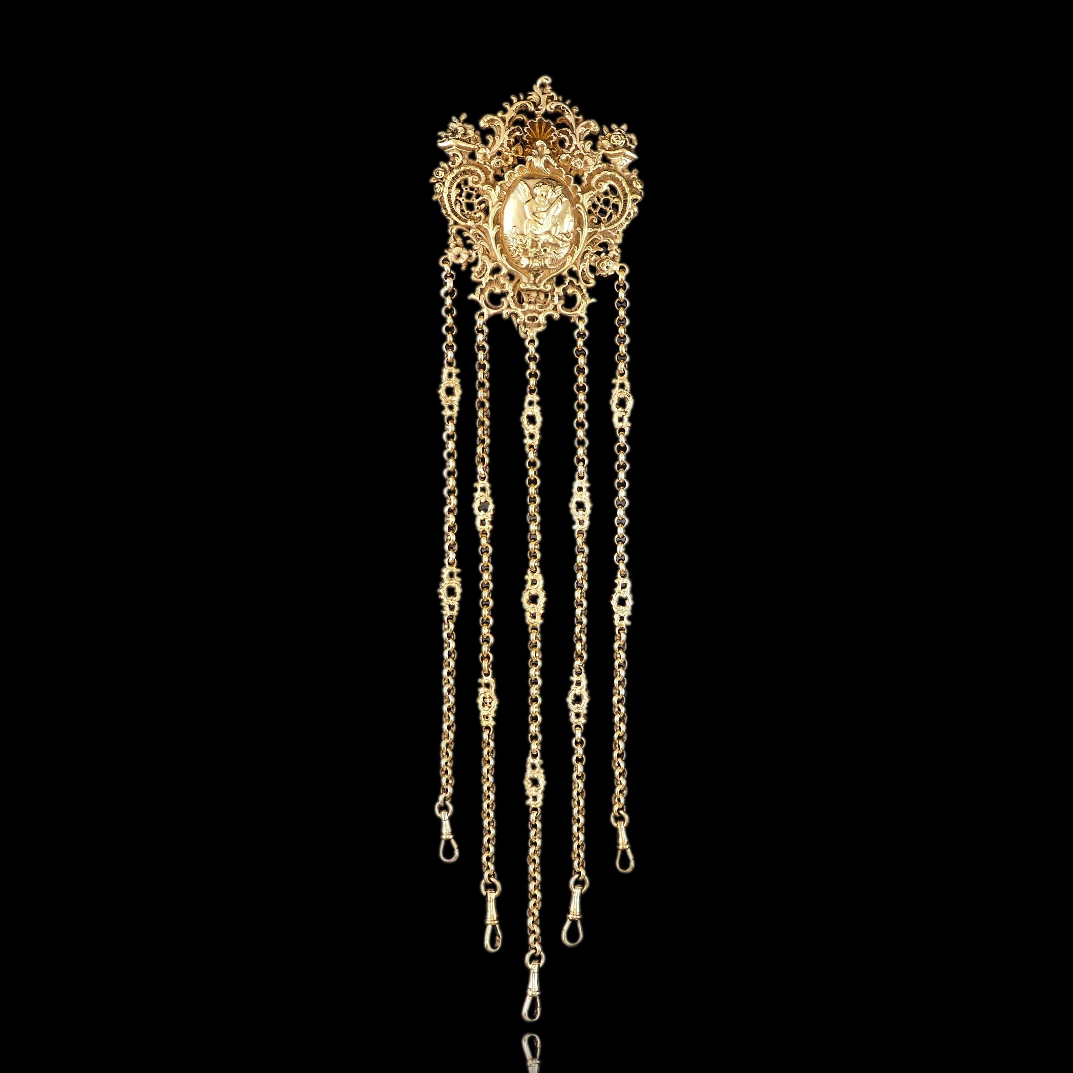 Antique Victorian Silver Gilt Chatelaine Rococo Decorations - c.1860 For Sale 15