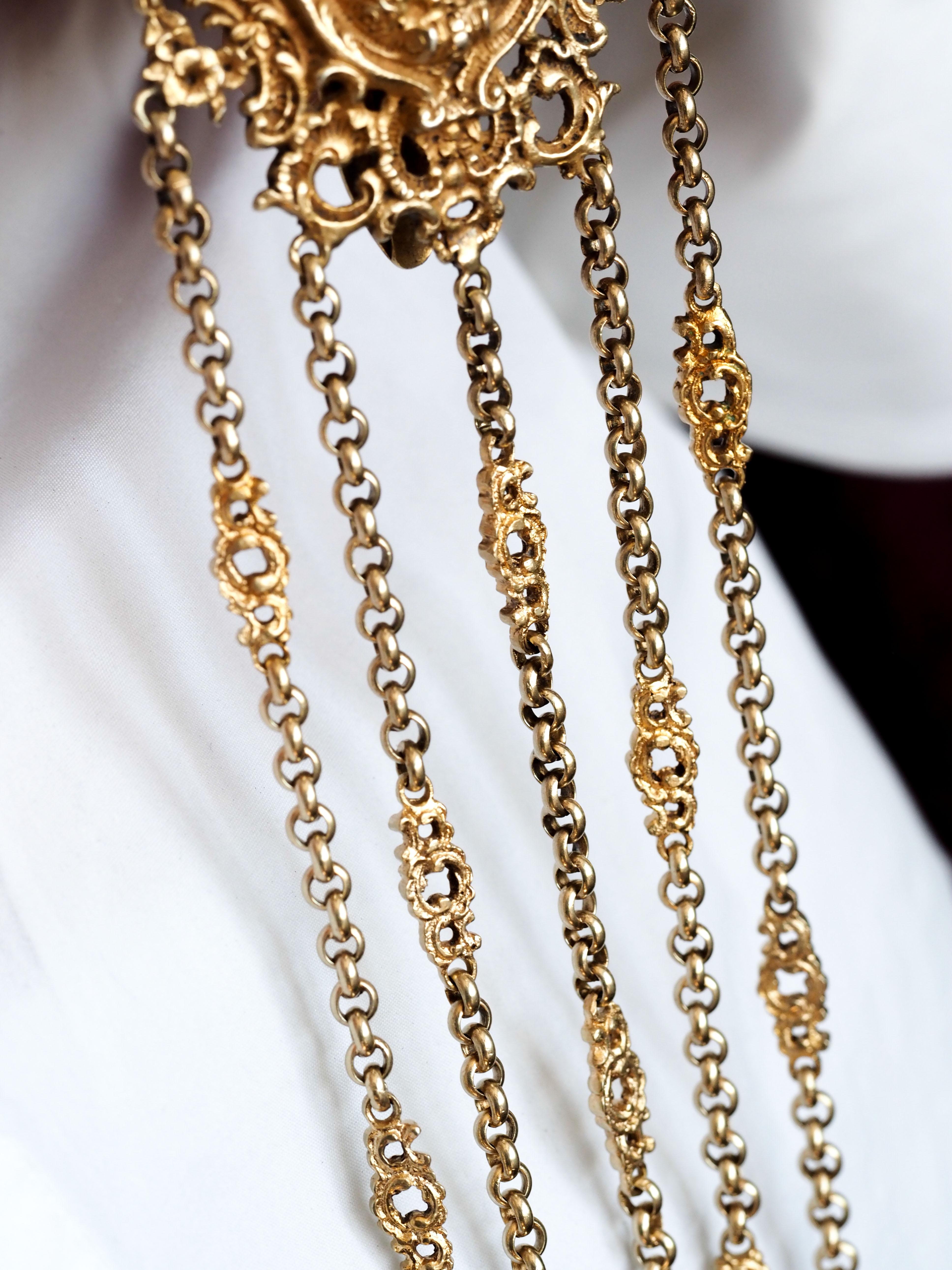 Antique Victorian Silver Gilt Chatelaine Rococo Decorations - c.1860 For Sale 2