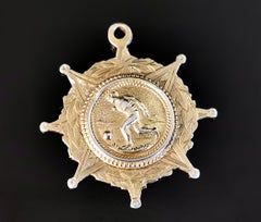 Antique Victorian Silver Gilt Fob Medal, Pendant, Football
