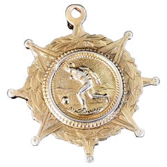 Antique Victorian Silver Gilt Fob Medal, Pendant, Football