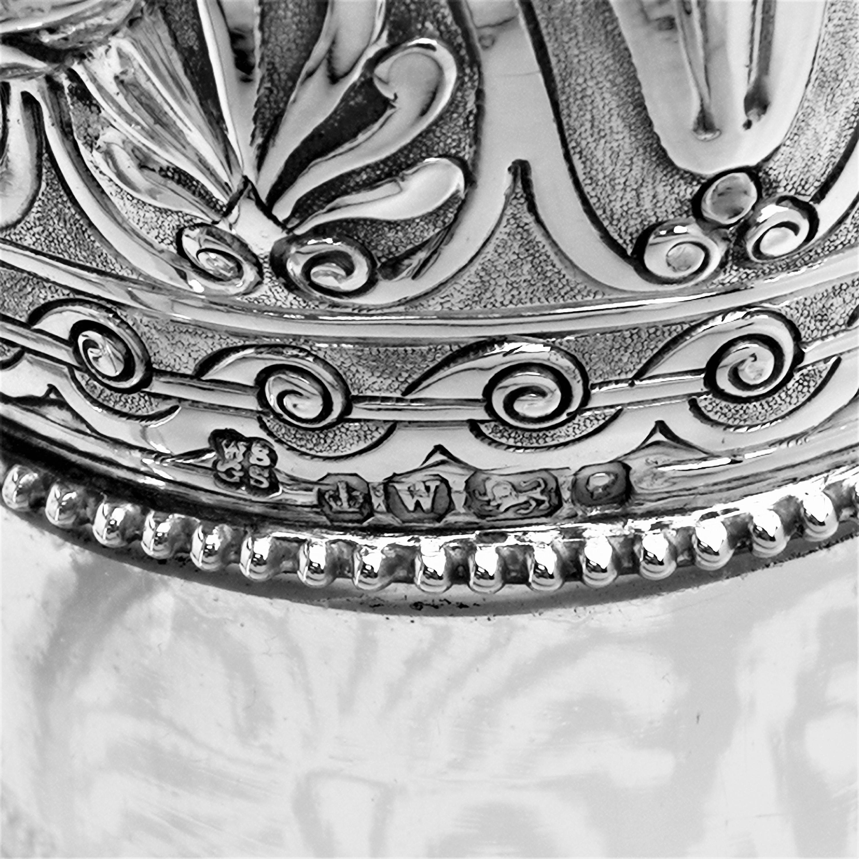 Antique Victorian Silver and Glass Claret Jug / Wine Jug, 1864 1