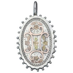 Antique Victorian Silver Gold circa 1880 Forget Me Not Locket