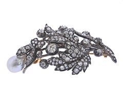 Antique Victorian Silver Gold South Sea Pearl Diamond Large Brooch