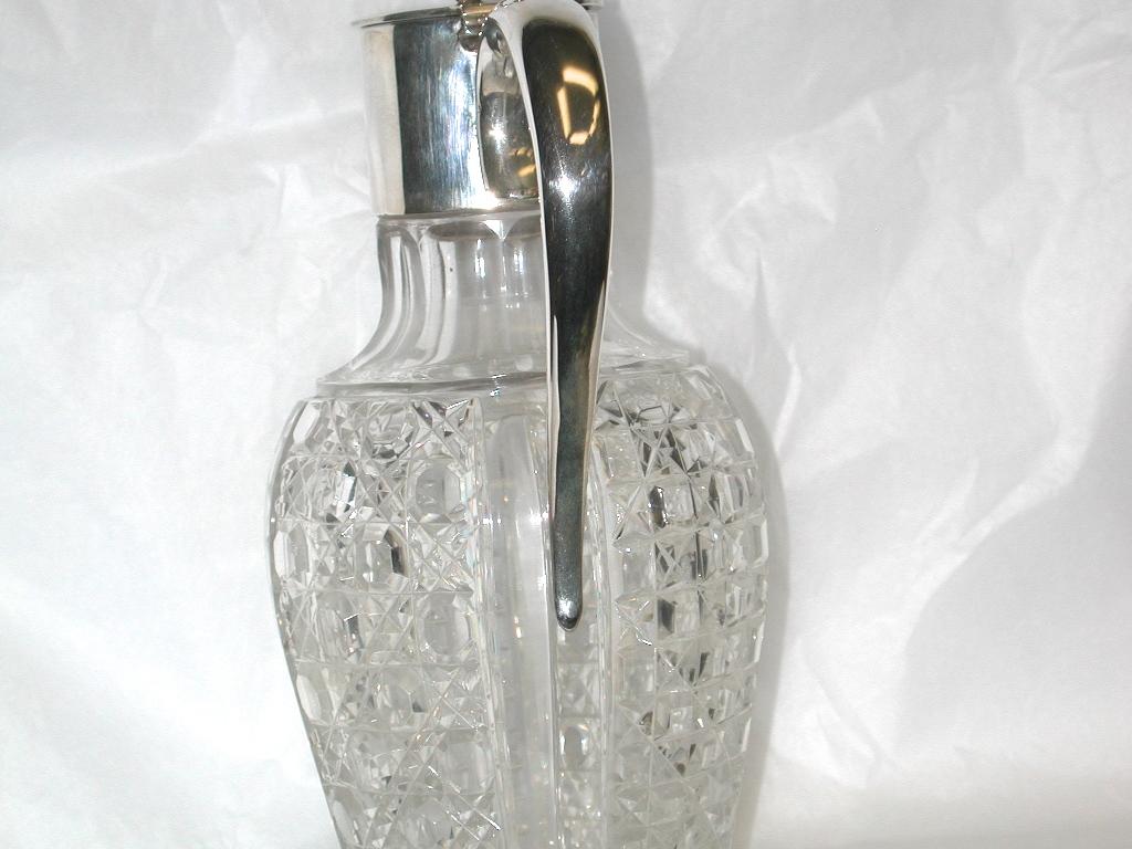 Antique Victorian Silver Handled Cut Glass Claret Jug, 1896 3