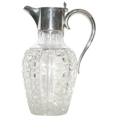 Antique Victorian Silver Handled Cut Glass Claret Jug, 1896
