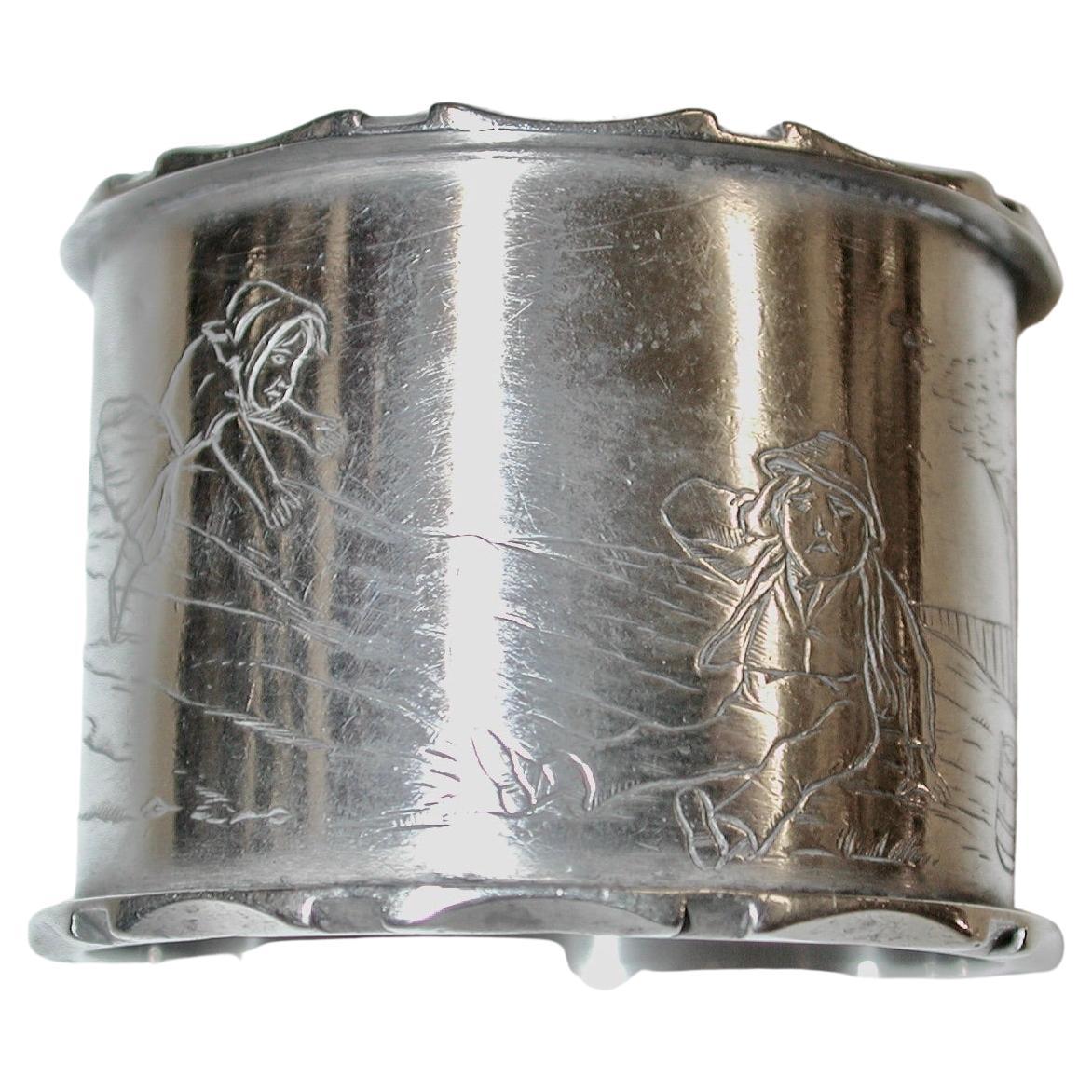 Antique Victorian Silver Jack & Jill Napkin Ring Dated, 1883, London For Sale