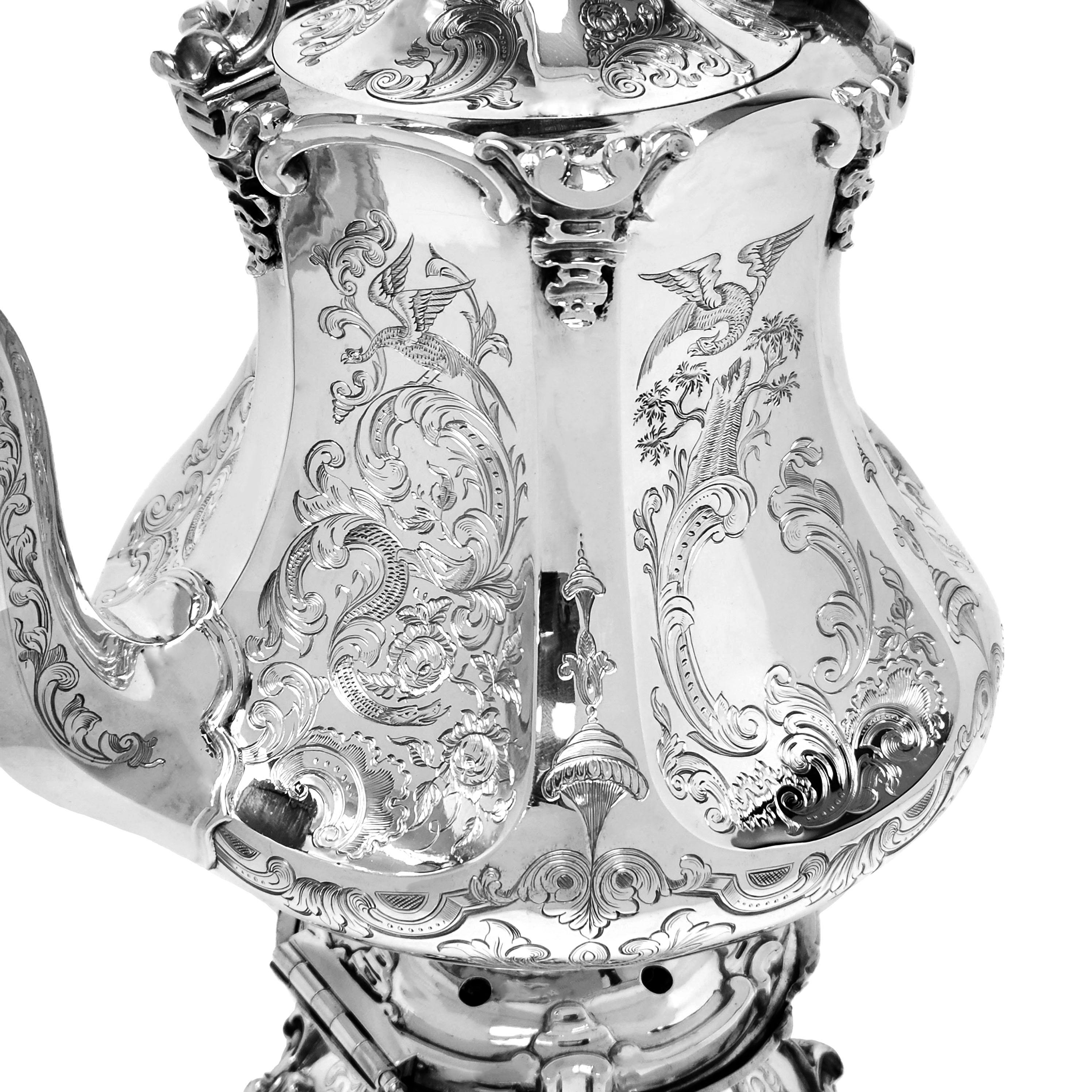 Antiker viktorianischer Silberkessel auf Stand 1843 London England im Angebot 1