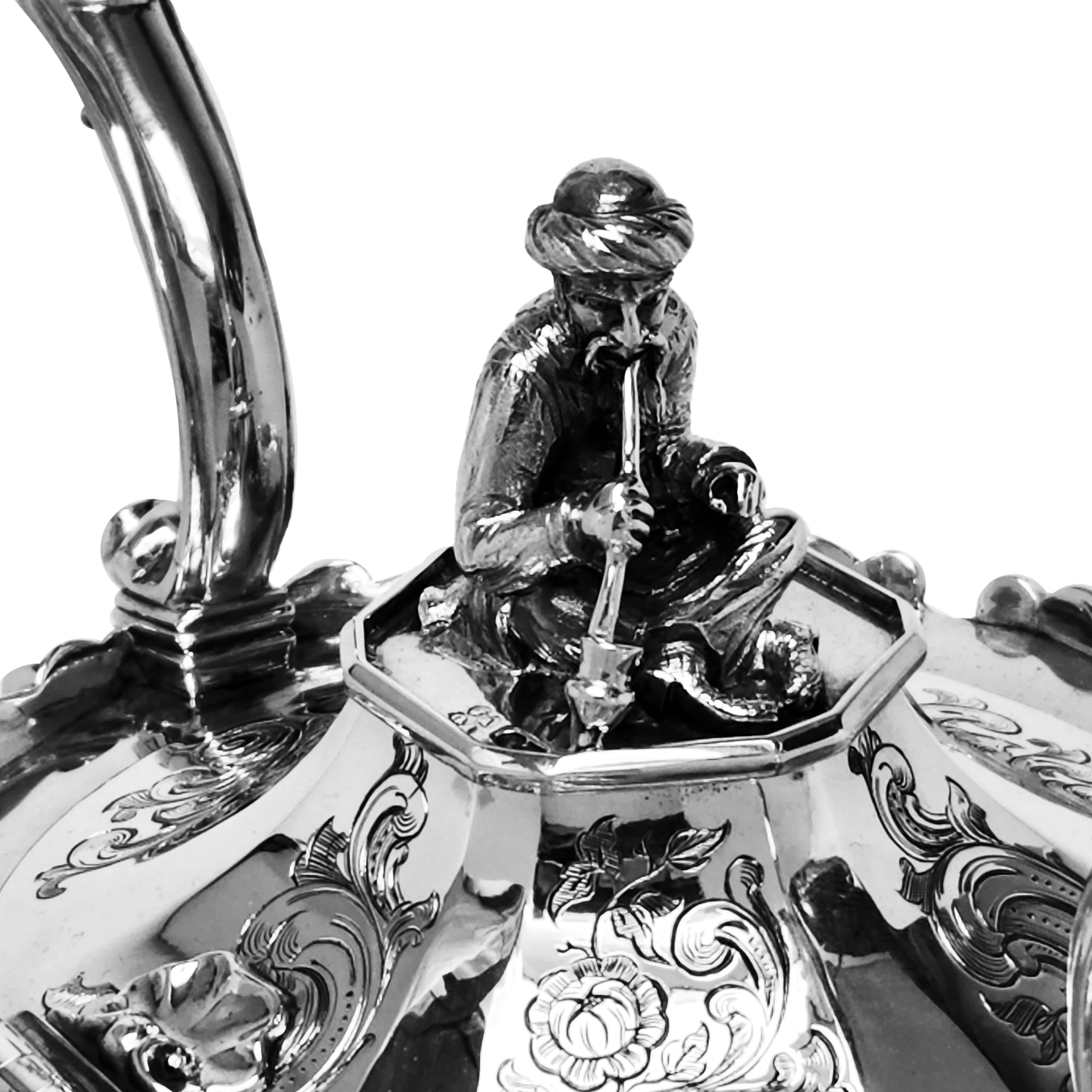 Antique Victorian Silver Kettle on Stand 1843 London England en vente 2